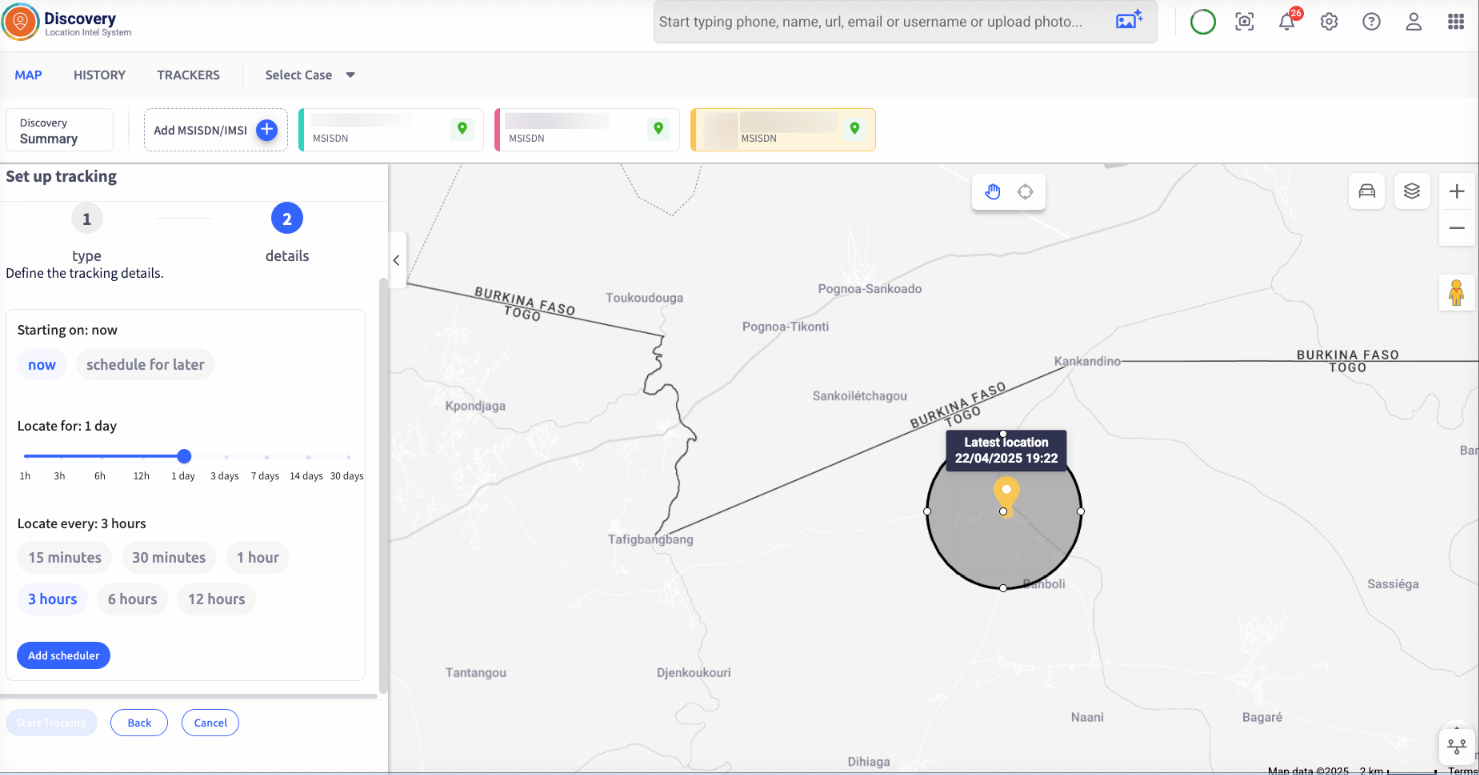 Discovery system showing monitored device along the border